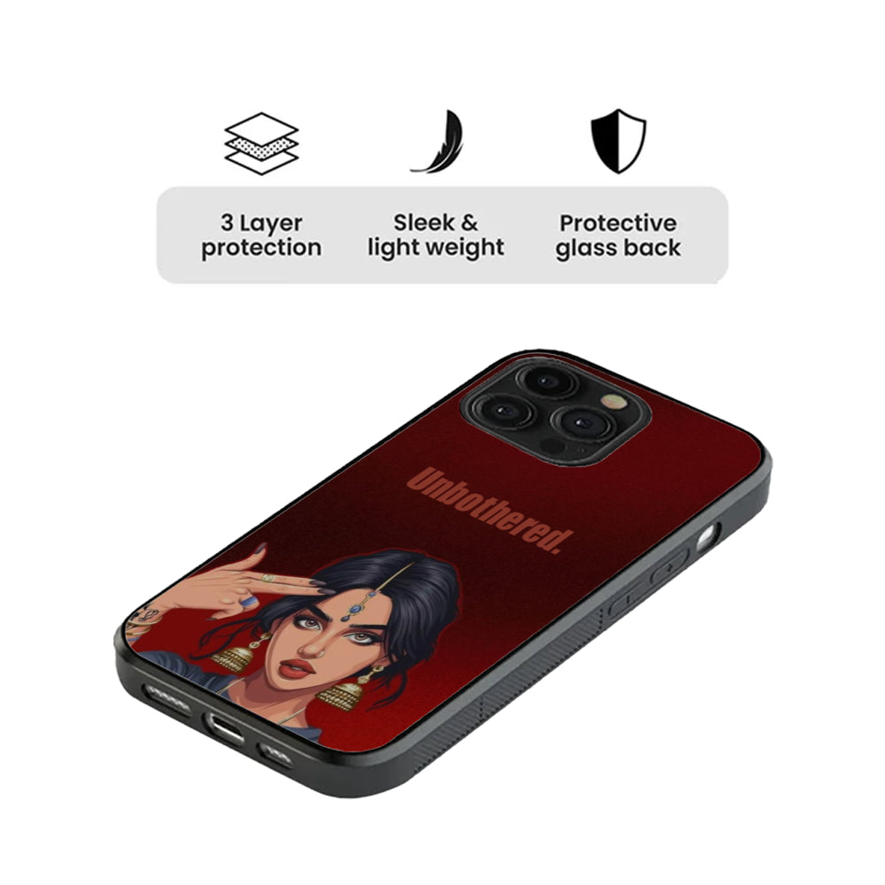 Desi Unbothered – Crimson Resolve (Glass Case)