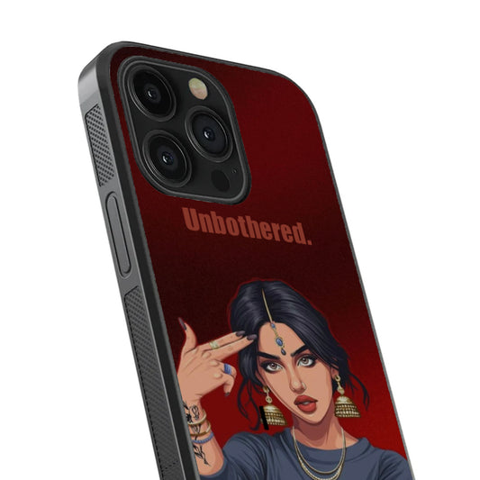 Desi Unbothered – Crimson Resolve (Glass Case)