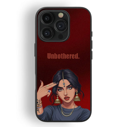 Desi Unbothered – Crimson Resolve (Glass Case)